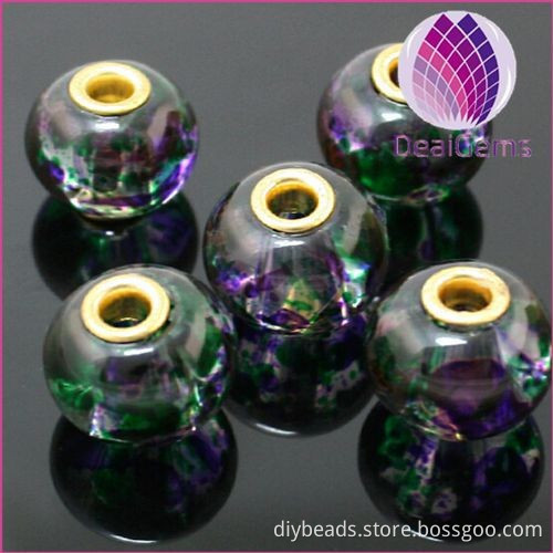 colorful rondelle 10x13mm glass big hole beads with 3mm hole